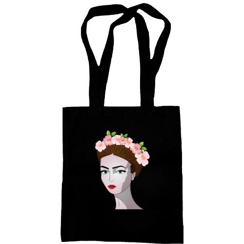 Сумка шоппер Girl with pink flowers 1