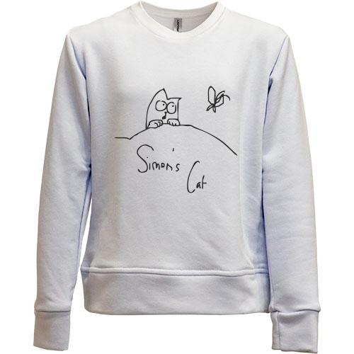 Детский свитшот без начеса Simon's Cat с бабочкой