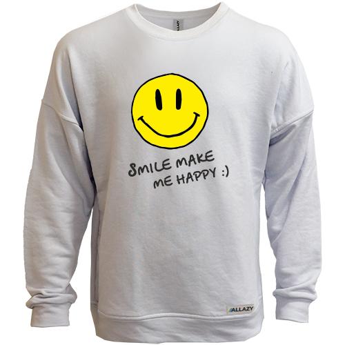 Свитшот без начеса Smile Make me happy