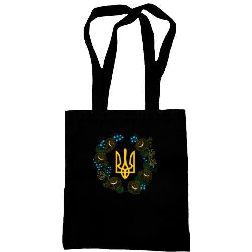 Сумка шоппер герб Украины в цветочном венке