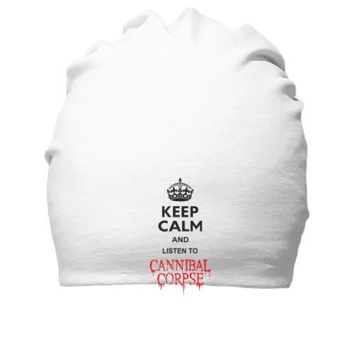 Хлопковая шапка Keep Calp and listen to Cannibal Corpse