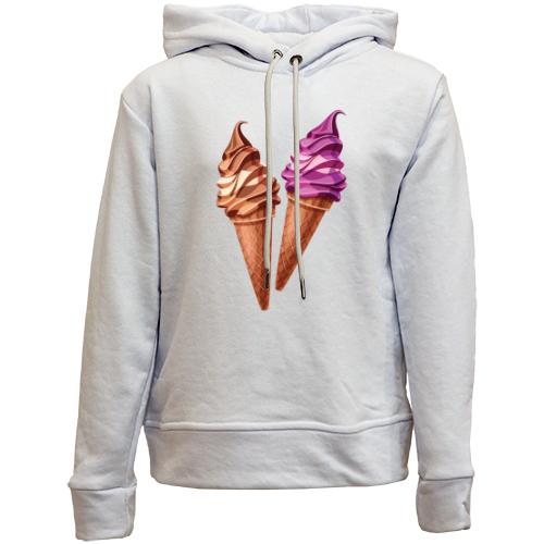 Детский худи без флиса Ice Cream Couple