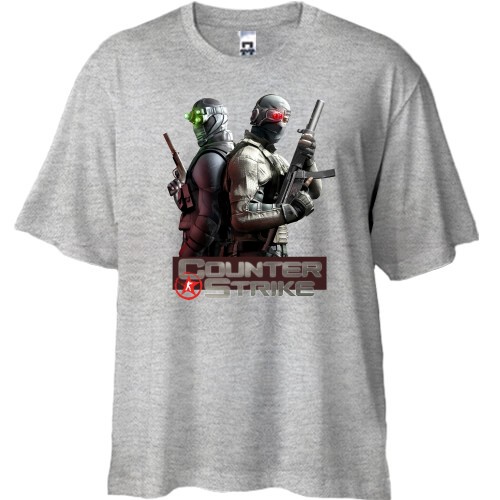 Футболка oversize із зображенням бійців Counter-Strike та логотипом гри