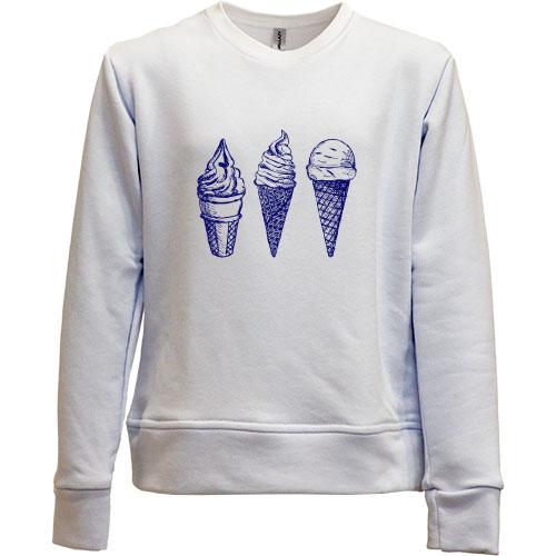 Детский свитшот без начеса Ice cream граффити