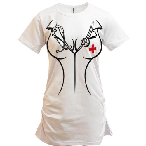 Подовжена футболка з силуетом медсестри