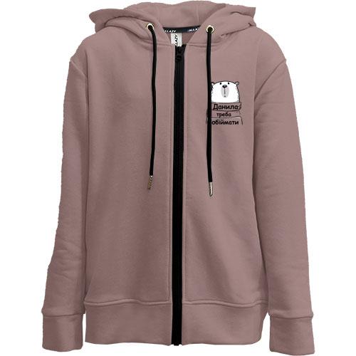 Дитяча худи на блискавці з написом 