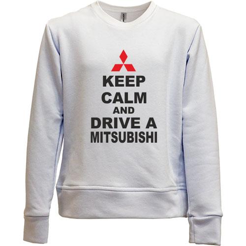 Детский свитшот без начеса Keep calm and drive a Mitsubishi