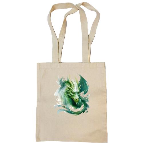 Сумка шоппер Зеленый акварельный дракон