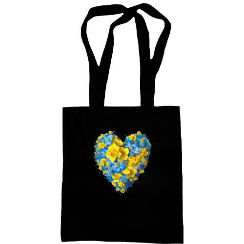 Сумка шоппер Сердце из желто-синих цветов (2)