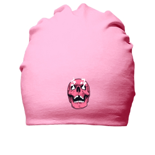 Хлопковая шапка с розовым черепом