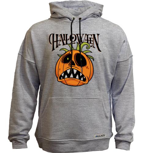 Худи без начеса с расстроенной тыквой и надписью Halloween