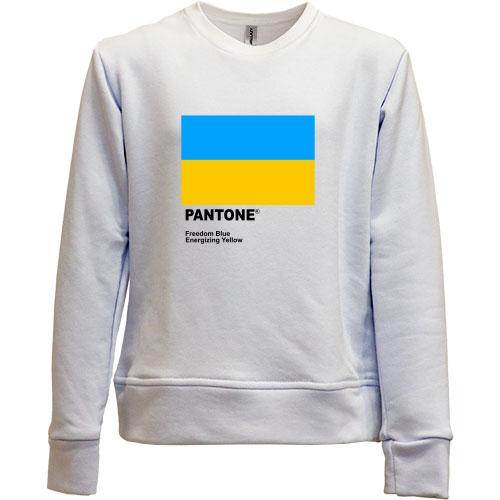 Дитячий світшот без начісу PANTONE Freedom blue, energizing yellow
