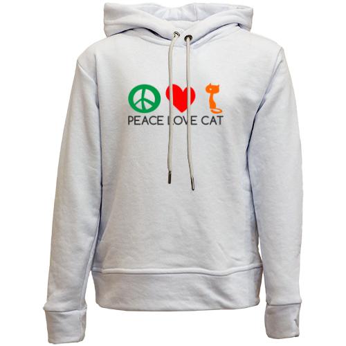 Детский худи без флиса peace love cats
