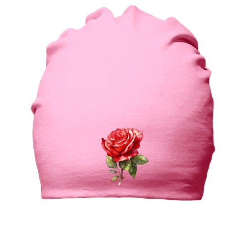 Хлопковая шапка с нарисованой розой