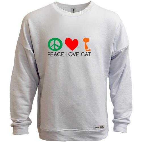 Свитшот без начеса peace love cats