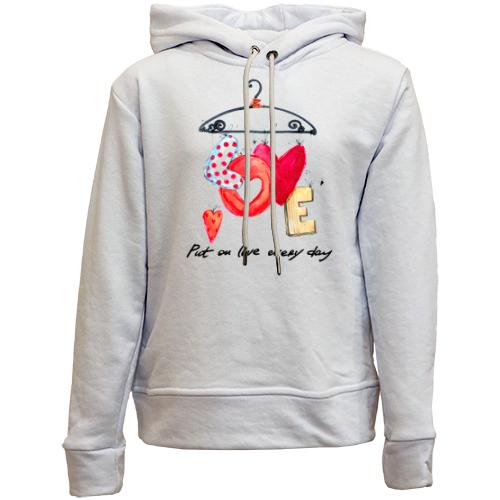 Детский худи без флиса Put on love every day