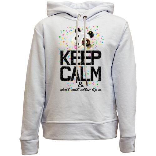 Детский худи без флиса Keep calm and don't eat after 6 pm с пандой