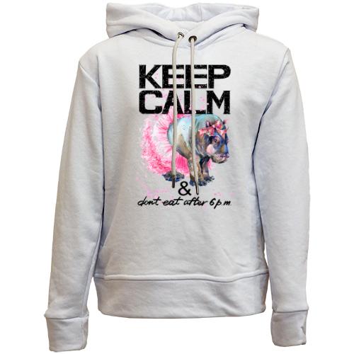 Дитячій худі без флісу Keep calm and do not eat after 6 pm з бегемотом