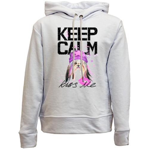 Дитячій худі без флісу Keep calm and kiss me з Йоркширським тер'єром