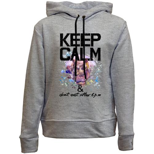 Детский худи без флиса с бегемотом Keep calm & dont eat after 6 pm