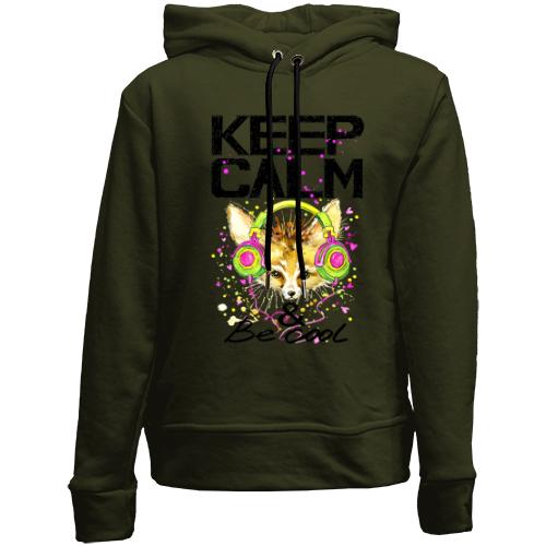 Детский худи без флиса с лисой Keep calm & be cool