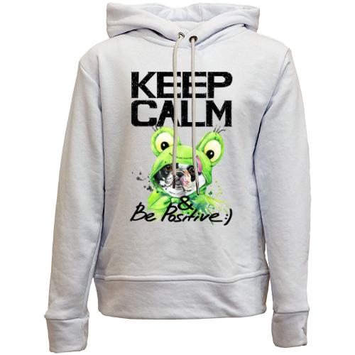 Дитячій худі без флісу з Бостон-тер'єром Ceep calm & be positive