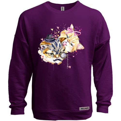 Світшот без начісу з кошенятами  