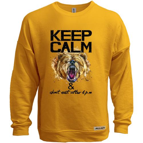 Свитшот без начеса с медведем Keep calm & dont eat after 6 pm
