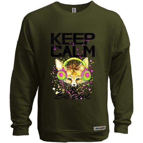 Свитшот без начеса с лисой Keep calm & be cool