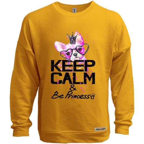 Світшот без начісу з Бостон-тер'єром Ceep calm & be princess