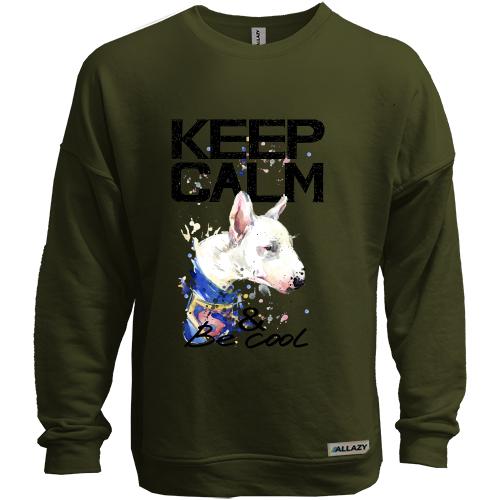 Свитшот без начеса з бультерьером Ceep calm and be cool