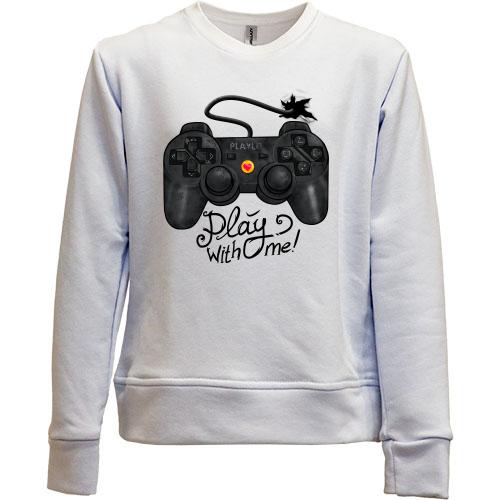 Детский свитшот без начеса с джойстиком и надписью Play with me!