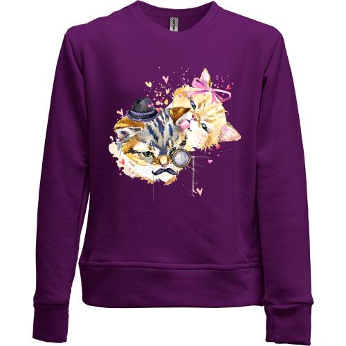 Детский свитшот без начеса с котятами 