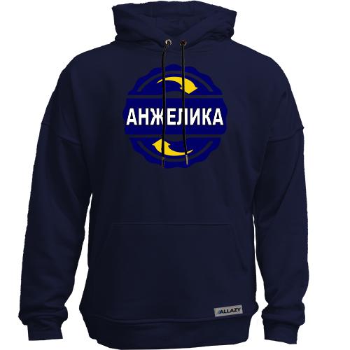 Худи без начеса с именем Анжелика в круге