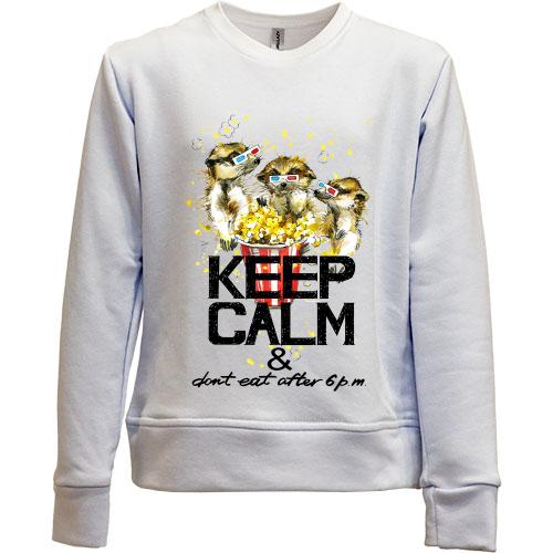 Дитячий світшот без начісу з ховрашками і попкорном Keep calm & dont eat after 6 pm