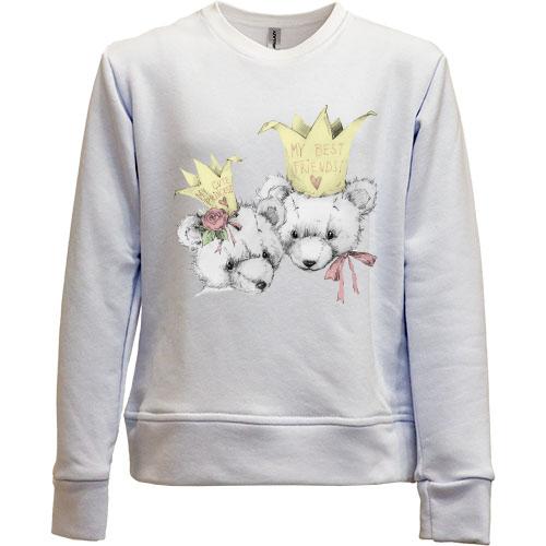 Дитячий світшот без начісу з плюшевими ведмедиками 