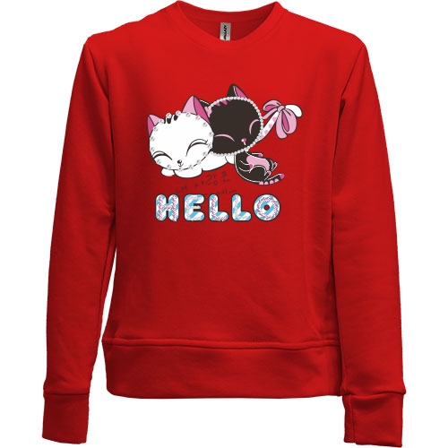 Детский свитшот без начеса hello cats