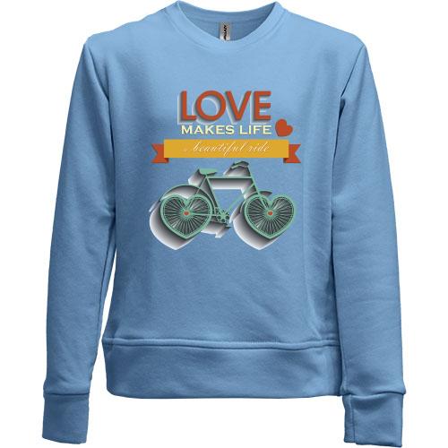 Дитячий світшот без начісу love makes life a beautiful ride