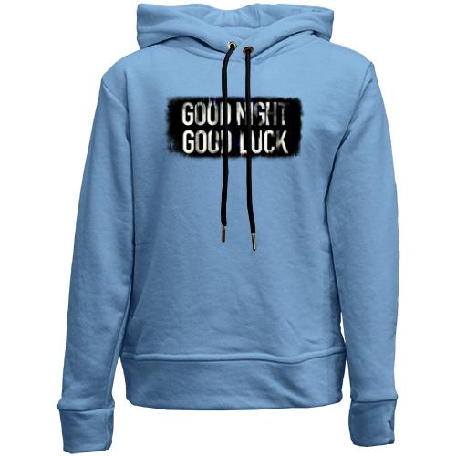 Дитячій худі без флісу з написом Good Night - Good Luck