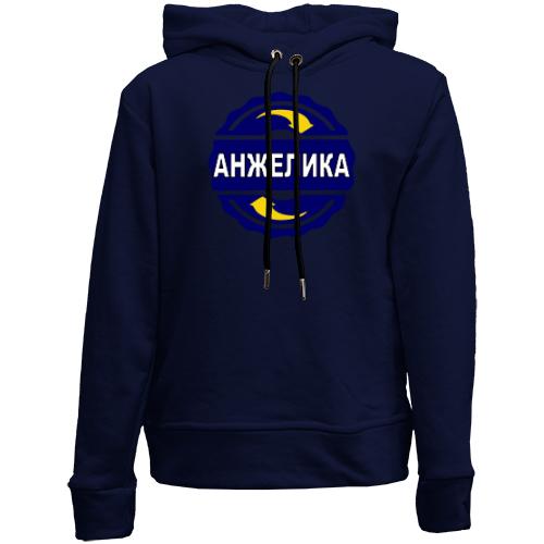 Детский худи без флиса с именем Анжелика в круге