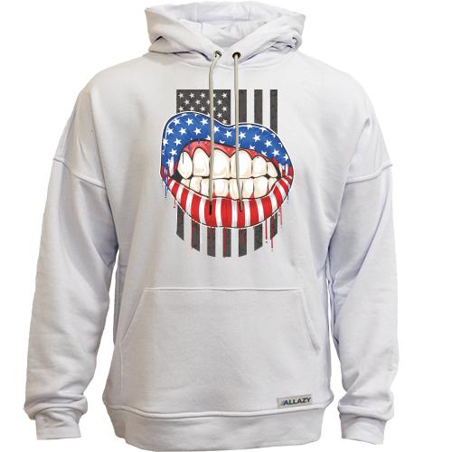 Худи без начеса American lips Американский флаг Губы