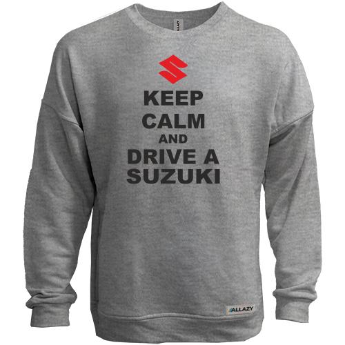 Свитшот без начеса Keep calm and drive a SUZUKI