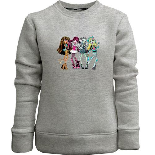 Детский свитшот без начеса с куклами Monster High