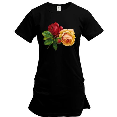 Подовжена футболка з трояндами (3)