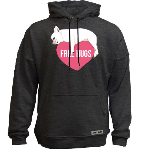 Худи без начісу Free Hugs з мопсом