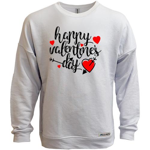 Світшот без начісу з написом Happy Valentine's Day