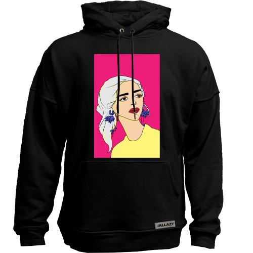 Худи без начеса Blonde on pink background