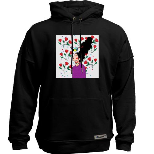 Худи без начеса Brunette with bird