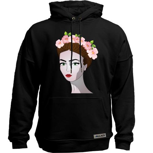 Худи без начеса Girl with pink flowers 1