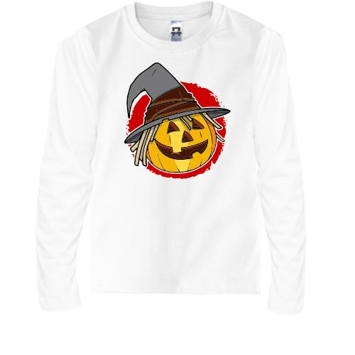 Дитяча футболка з довгим рукавом Halloween Гарбуз у капелюсі